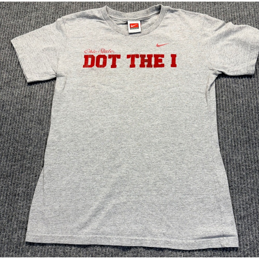 Nike Team Ohio State Buckeyes Dot The I Heather Gray T-Shirt Mens Medium - Picture 5 of 7